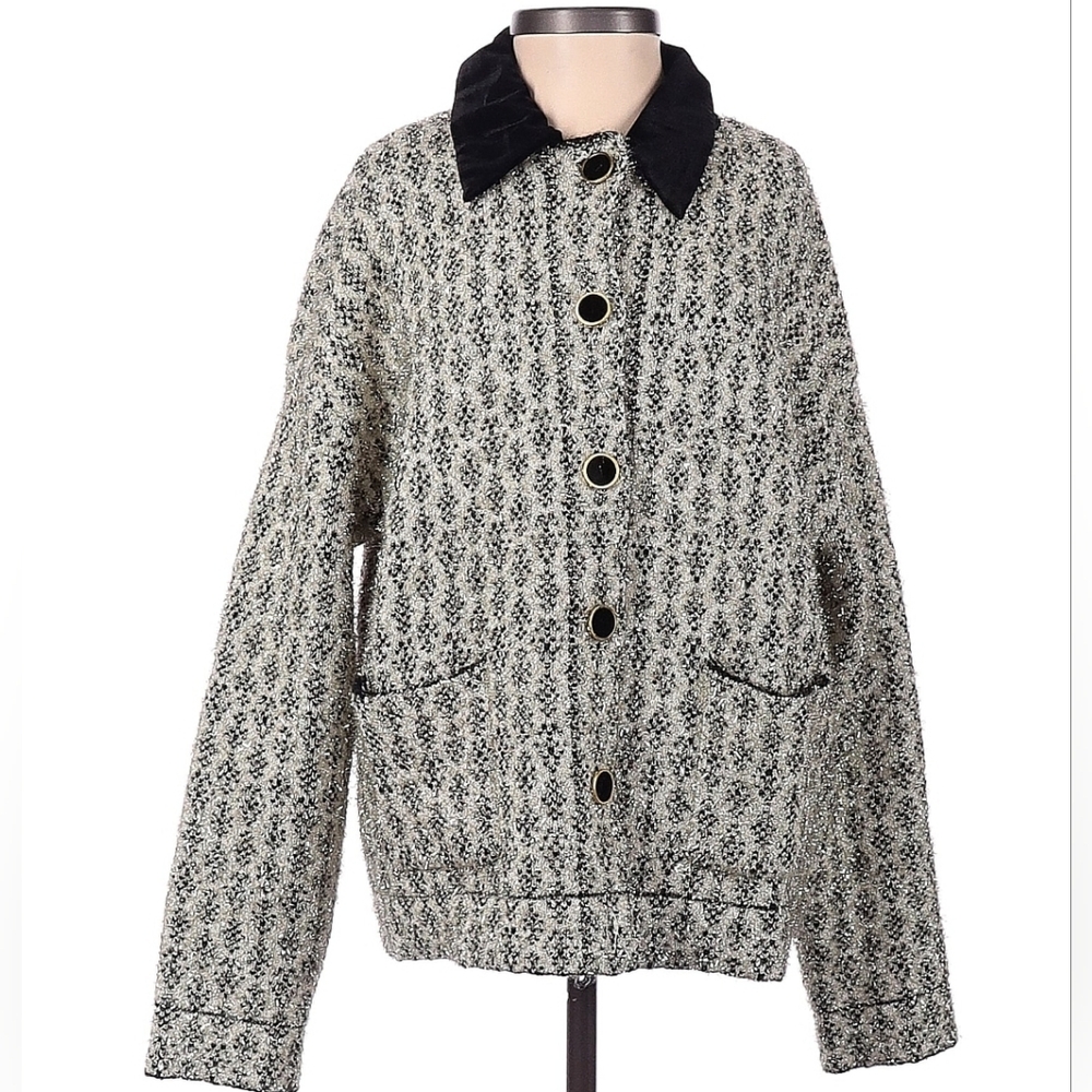Sandro Jazy Metallic Cropped Tweed Jacket (1/US S) - Picture 2 of 9